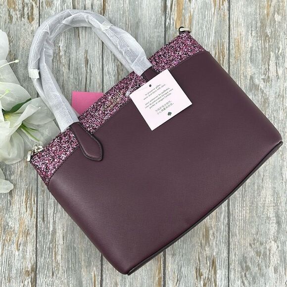 Kate Spade Flash Glitter Satchel Hand Bag Crossbody Purse - Picture 4 of 8